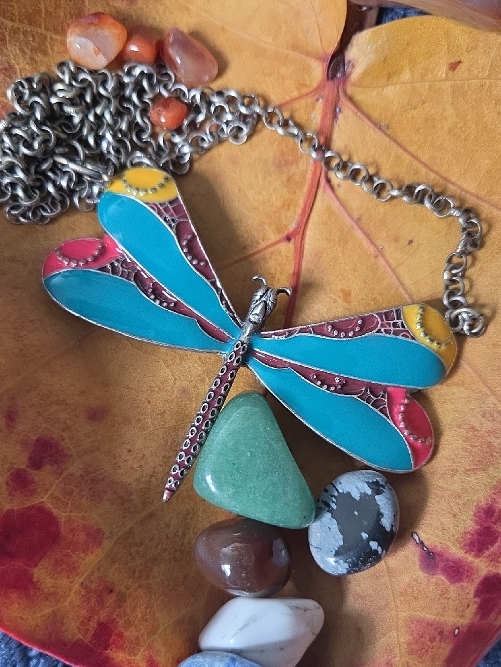 Vintage Dragonfly Pendant Necklace.